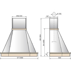 Вытяжка Elikor Камин Грань 90П-650-П3Л 840772 (бежевый/дуб неокрашенный)