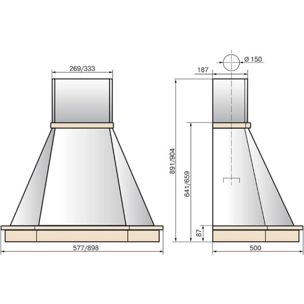 Вытяжка Elikor Камин Грань 90П-650-П3Л 840772 (бежевый/дуб неокрашенный)