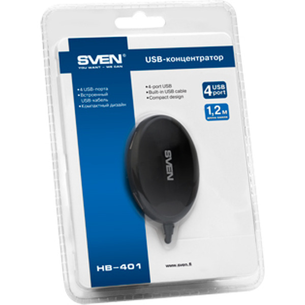 USB-хаб SVEN HB-401, черный