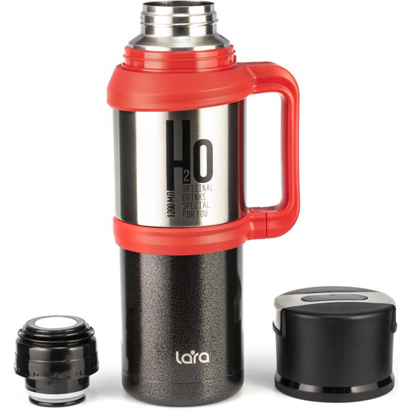 Термос Lara LR04-17 (черный/сталь)