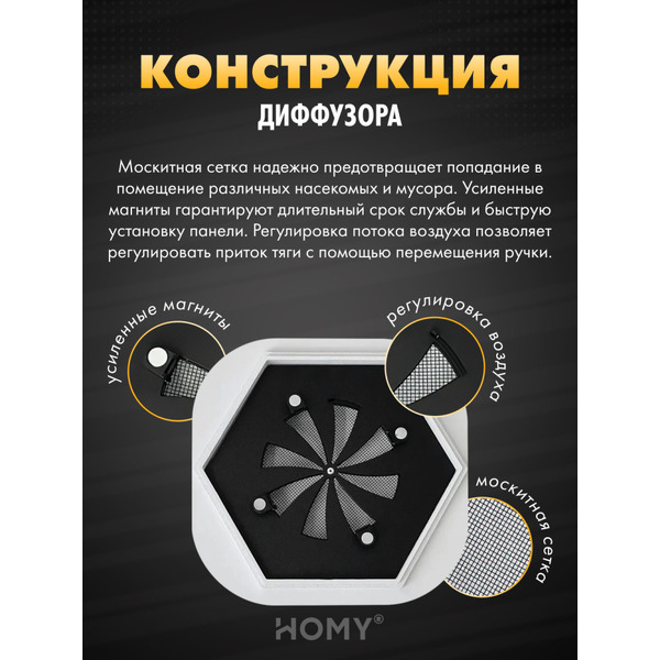 Вентиляционная решетка теневая с регулировкой воздуха HOMY AIR AH100WR