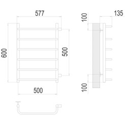 Полотенцесушитель TERMINUS Стандарт П6 500x600 бп (хром)