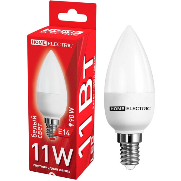 Лампа светодиодная HOME ELECTRIC C37 11W Е14 4500K