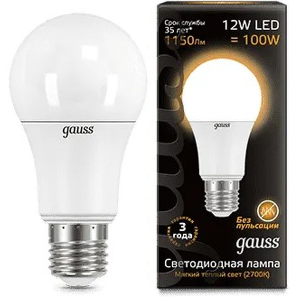 Лампа Gauss LED Globe А60 12W 2700К/3000K 102502112
