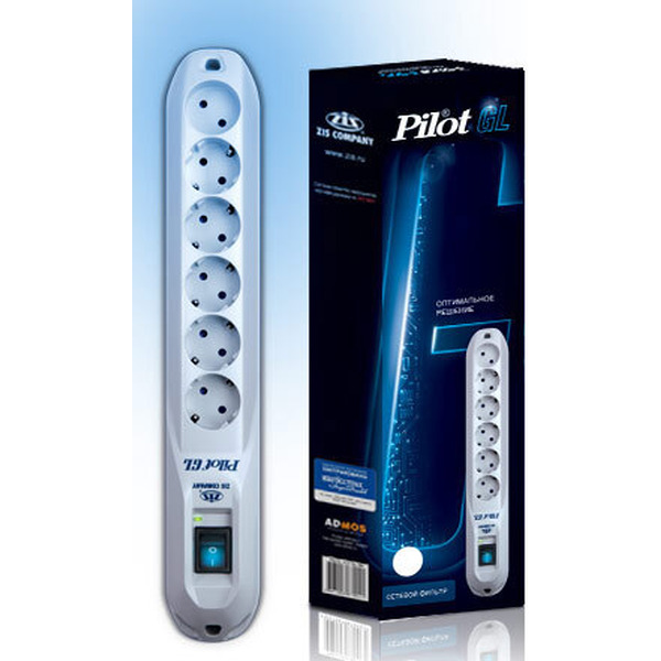 Сетевой фильтр Pilot GL 10м (6 розеток) белый