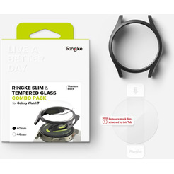 Чехол с защитным стеклом Ringke SLIM & TEMPERED GLASS для GALAXY WATCH 7 (40MM) TITANIUM BLACK