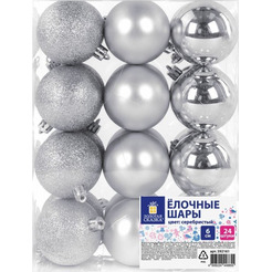 Шары елочные ЗОЛОТАЯ СКАЗКА 592161 (24 шт, серебристый)