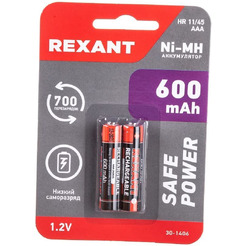 Аккумулятор Rexant AAA 600mAh 2шт 30-1406