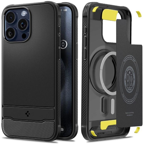 Чехол для телефона Spigen Rugged Armor (MagFit) для iPhone 15 Pro ACS06703 (черный)