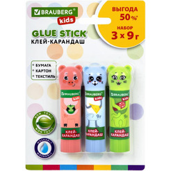 Клей-карандаш BRAUBERG KIDS 271141 (3 шт)