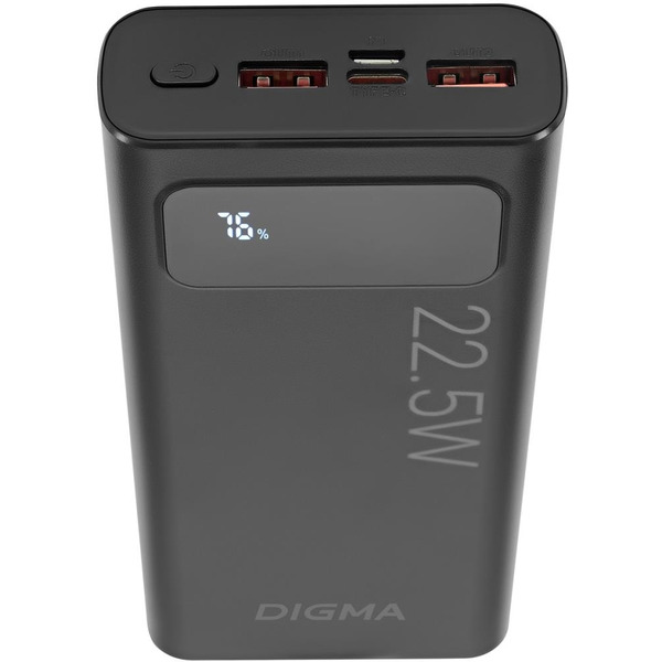 Мобильный аккумулятор Digma DGPF20A 20000mAh (черный)