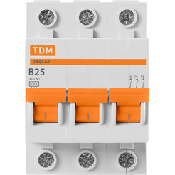 Выключатель автоматический TDM ВА47-63 3Р 25А SQ0218-0057