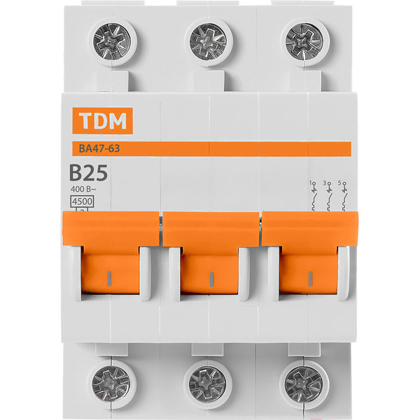 Выключатель автоматический TDM ВА47-63 3Р 25А SQ0218-0057