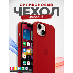 Чехол-накладка Bingo Silicone Case для Apple iPhone 15 (темно-красный)