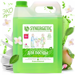 Средство для мытья посуды SYNERGETIC антибактериальное, гипоаллергенное, с ароматом яблока, 5л (103504)