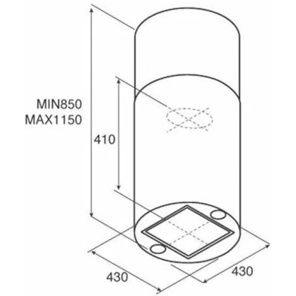 Кухонная вытяжка Jetair PIPE ISLAND BL/A/43