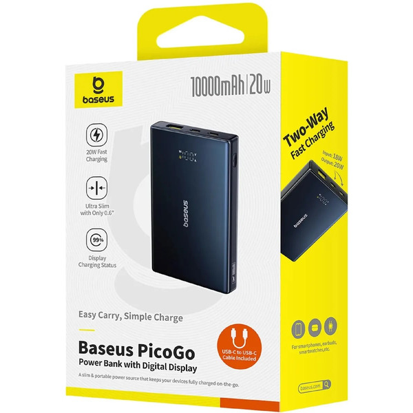 Внешний аккумулятор Baseus PicoGo Digital Display 20W 10000mAh (черный)