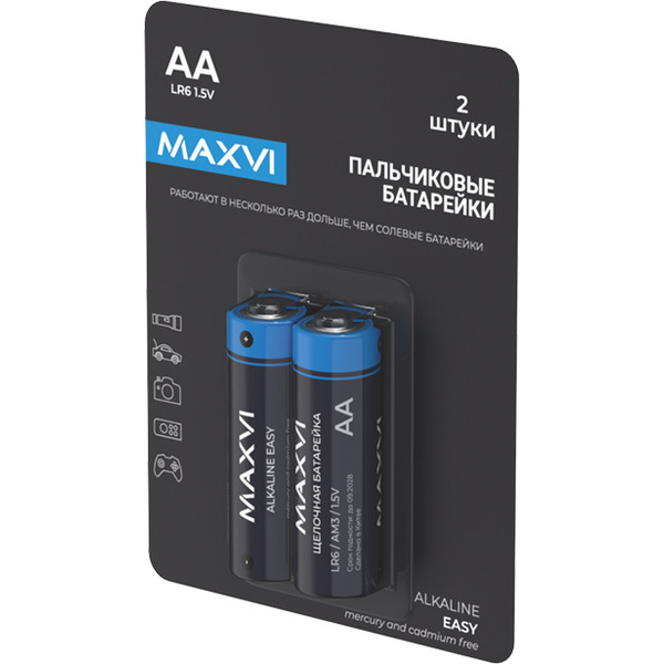 Щелочная батарейка Maxvi MBLR6ES2 AA, alkaline, 2 шт