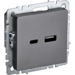 Розетка USB IEK Brite РЮ11-1БрС
