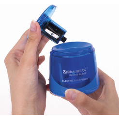 Точилка электрическая DOUBLE BLADE BLUE BRAUBERG 229605