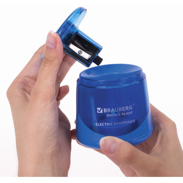 Точилка электрическая DOUBLE BLADE BLUE BRAUBERG 229605