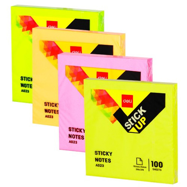 Блок самоклеящийся DELI A02303 (100 л., ассорти)