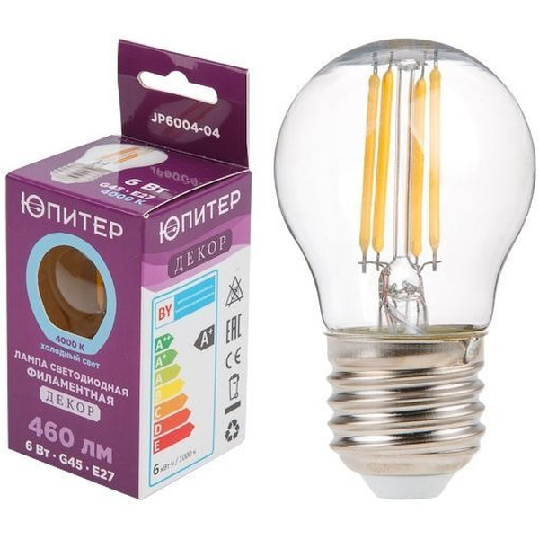 Лампа светодиодная филаментная ЮПИТЕР JP6004-04