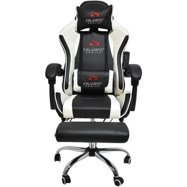 Игровое кресло Calviano Avanti Ultimato (черный/белый, с подножкой)