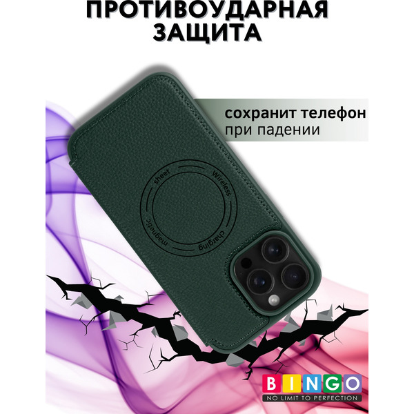 Чехол-книга BINGO Flip Style для APPLE iPhone 15 Pro Зеленый