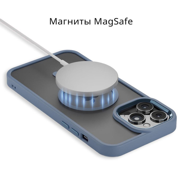 Задняя накладка CASE Acrylic MagSafe Apple iPhone 12 / 12 Pro голубой
