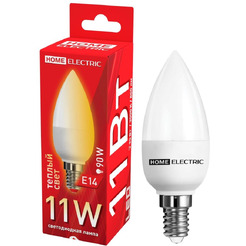 Лампа светодиодная HOME ELECTRIC C37 11W Е14 3000K