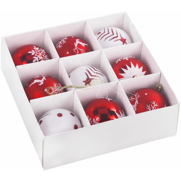 Шары елочные ЗОЛОТАЯ СКАЗКА 591986 (красный/белый)