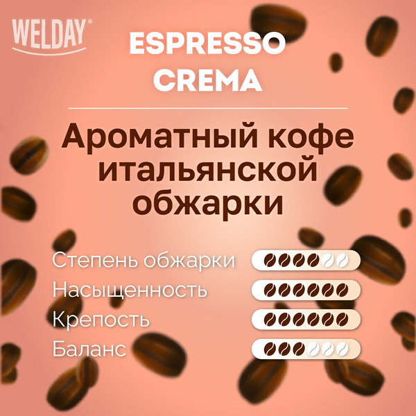 Кофе в зернах Welday ESPRESSO Crema, 1000 г
