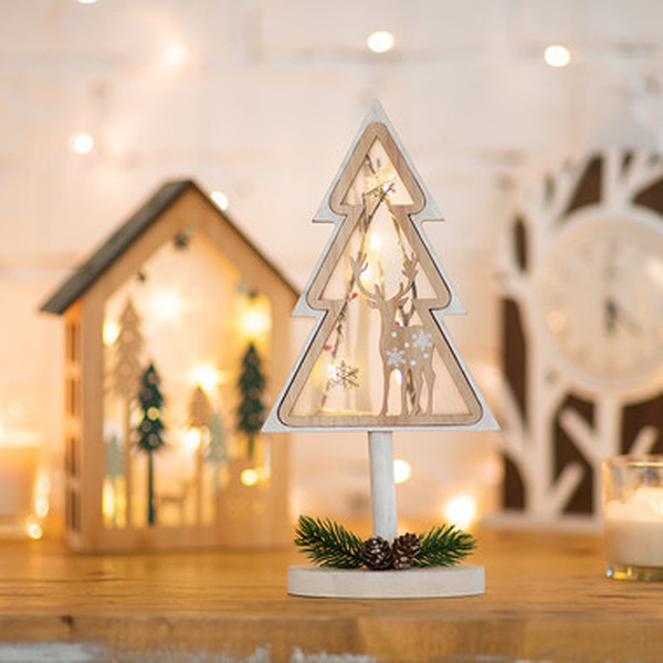 Деревянная фигурка с подсветкой NEON-NIGHT Елка на подставке 504-028