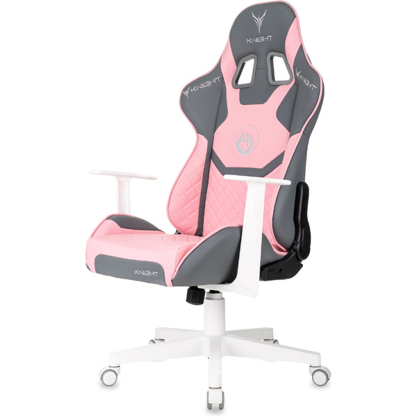 Кресло игровое Бюрократ Knight Catzy (экокожа, серый/розовый)