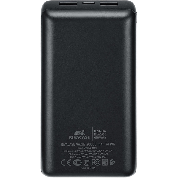 Внешний аккумулятор RIVACASE VA2112 20000mAh (черный)