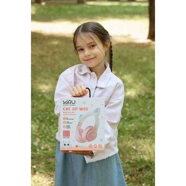 Наушники с ушками MIRU Cat EP-W10 (розовый)