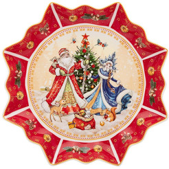 Блюдо Lefard Дед Мороз и Снегурочка / 85-1735 (красный)