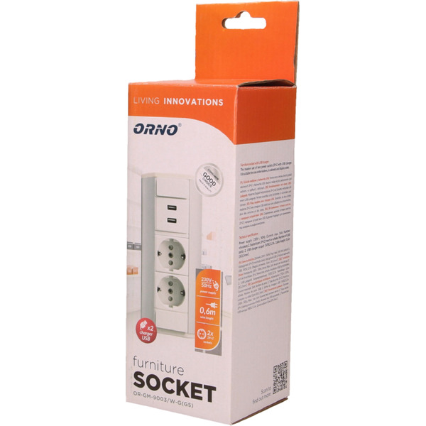Блок розеточный Orno OR-GM-9003-W.AL 0,6 м