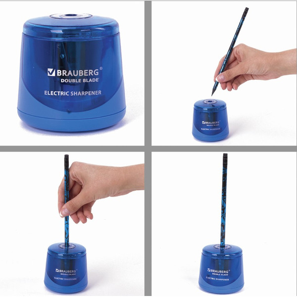 Точилка электрическая DOUBLE BLADE BLUE BRAUBERG 229605