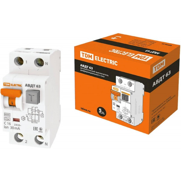 Автоматический выключатель дифференциального тока TDM 63 2Р(1Р+N) C16 30мА 6кА тип А SQ0202-0002