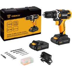 Дрель-шуруповерт Deko Sharker 16V + Set 63 083-1041 (с 2-мя АКБ, кейс)