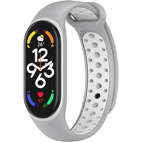 Ремешок Bingo Sport для XIAOMI Mi Band 5/6/7 Серый с белым