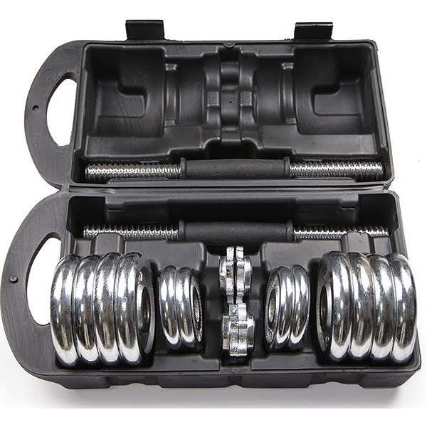 Набор гантелей хромированных AMETIST 15 кг (в чемодане)