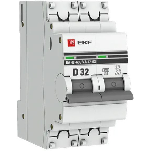Выключатель автоматический EKF PROxima ВА 47-63 2P 32А (D) 4.5kA