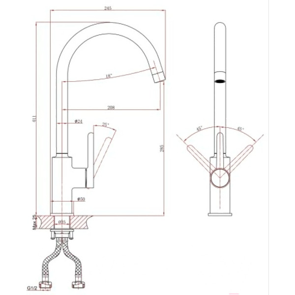 Смеситель для кухни A-Five A5-0824