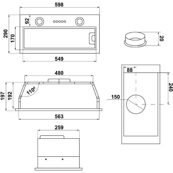 Вытяжка MAUNFELD Thames 601PM (нержавеющая сталь)