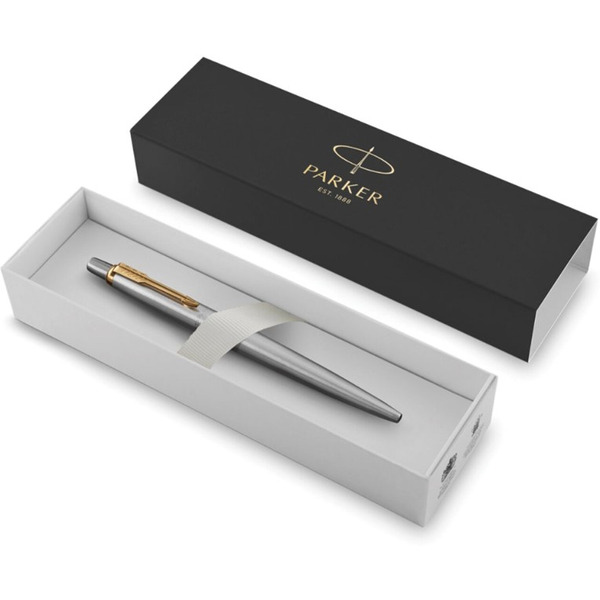 Ручка шариковая PARKER Jotter Core Stainless Steel GT (корпус серебро/позолота, синяя) 1953182
