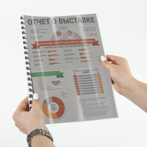 Пластиковая обложка для переплета BRAUBERG A4 150 мкм 100 шт 530827 (прозрачный/дымчатый)