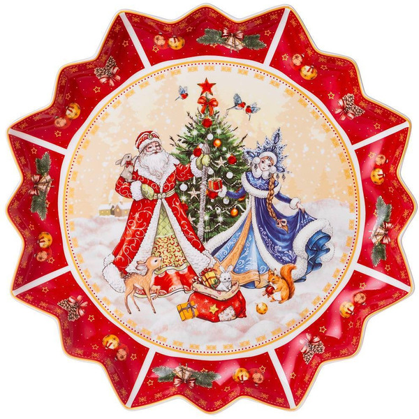 Блюдо Lefard Дед Мороз и Снегурочка / 85-1735 (красный)